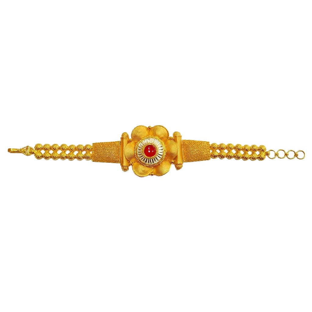 22K Gold Antique Flower Shaped Designer Bracelet MGA - GB0008