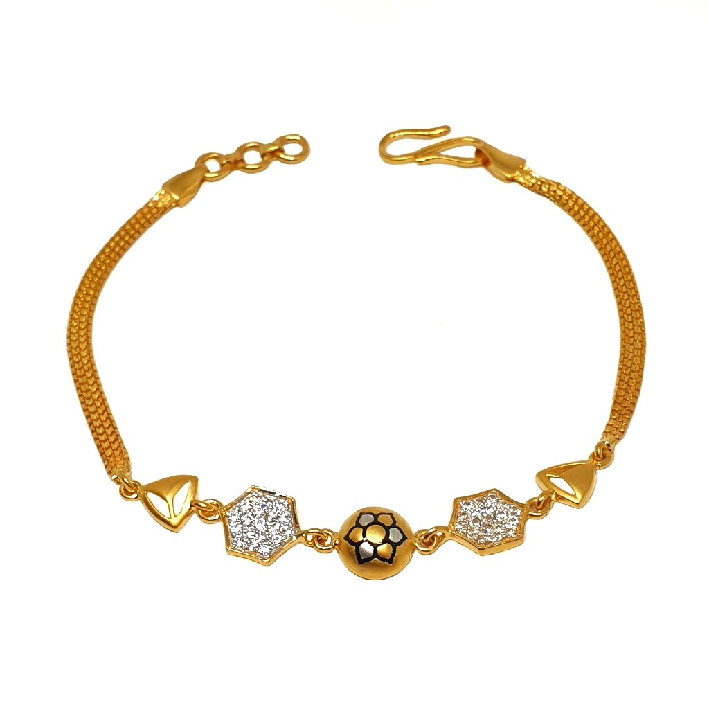 22K Gold Oxidised CZ Diamond Bracelet MGA - BRG0028