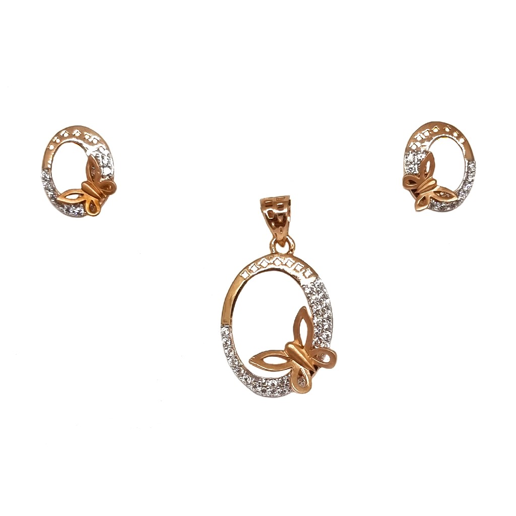 18K Rose Gold Butterfly Shaped Modern Pendant Set MGA - PTG0157