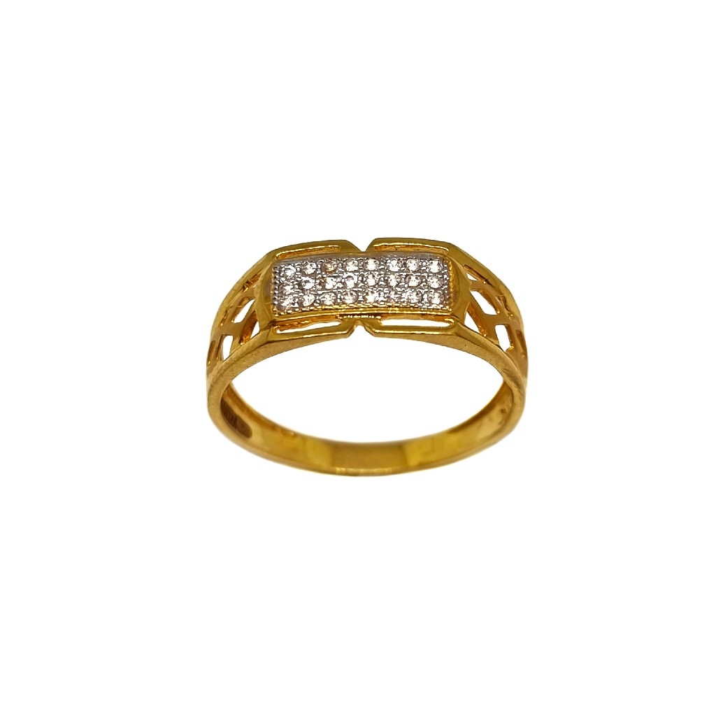 22K Gold Three Line Diamond Gents Ring MGA - GRG0223