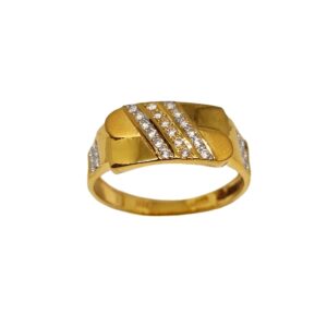 22K Gold Three Line Diamond Ring MGA - GRG0222