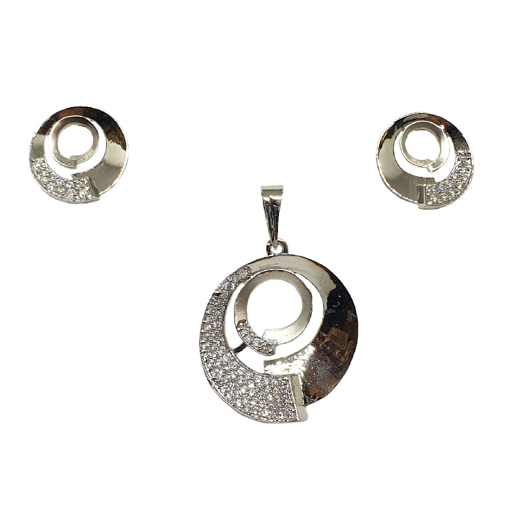 925 Sterling Silver Round Shaped Modern Pendant Set MGA - PTS0120 - Image 2