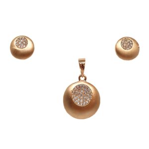 925 Rose Silver Round Shaped Designer Pendant Set MGA - PTS0116