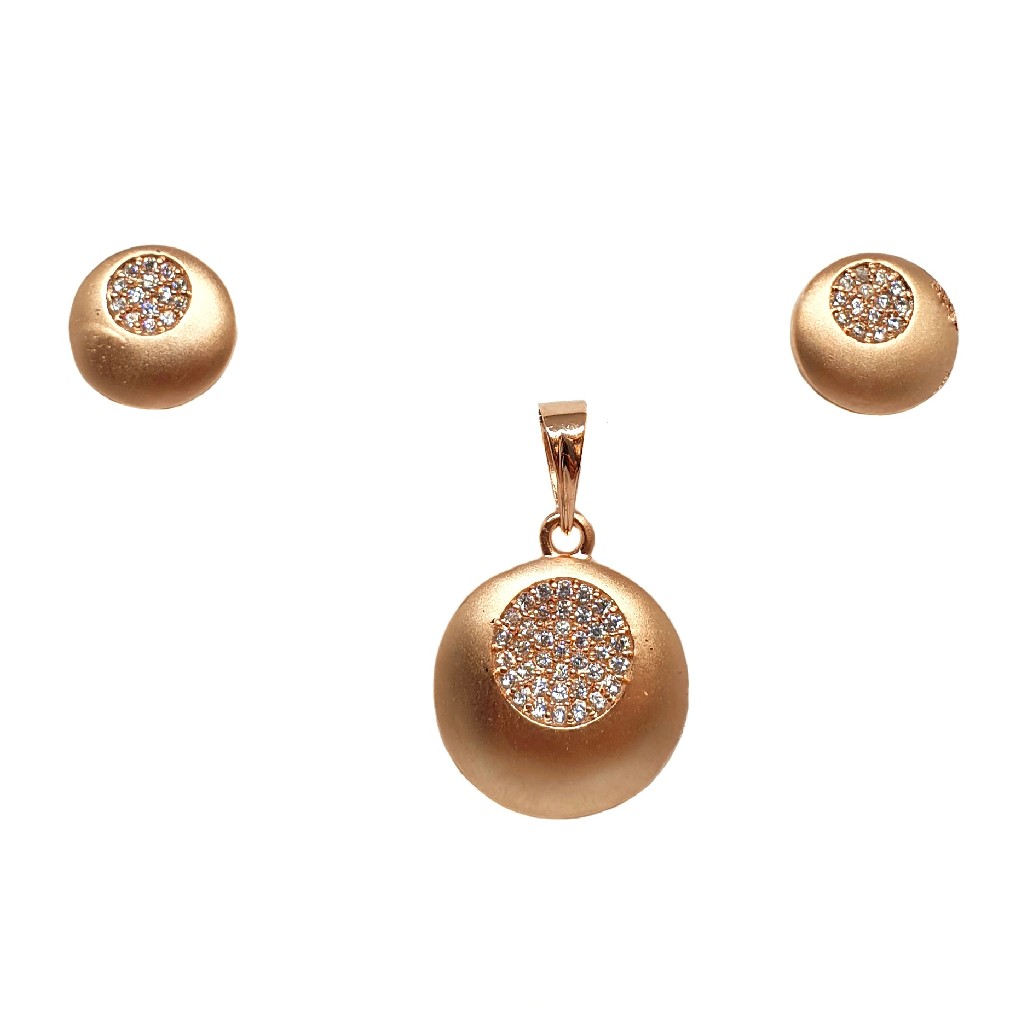 925 Rose Silver Round Shaped Designer Pendant Set MGA - PTS0116