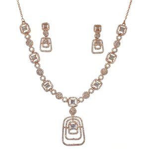 925 Rose Silver Designer Necklace Set MGA - NKS0105