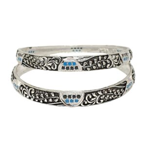 925 Sterling Silver Designer Oxidised Kadli Bangles MGA - KDS2501