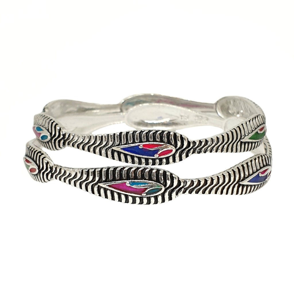925 Sterling Silver Meenakari Bangles MGA - KDS2493