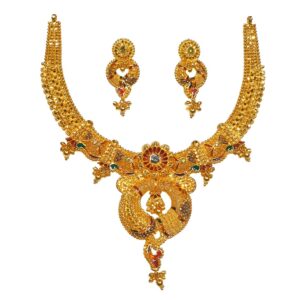 22K Gold Kalkatti Designer Necklace Set MGA - GN0094