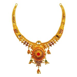 22K Gold Antique Half Necklace MGA - GN0093