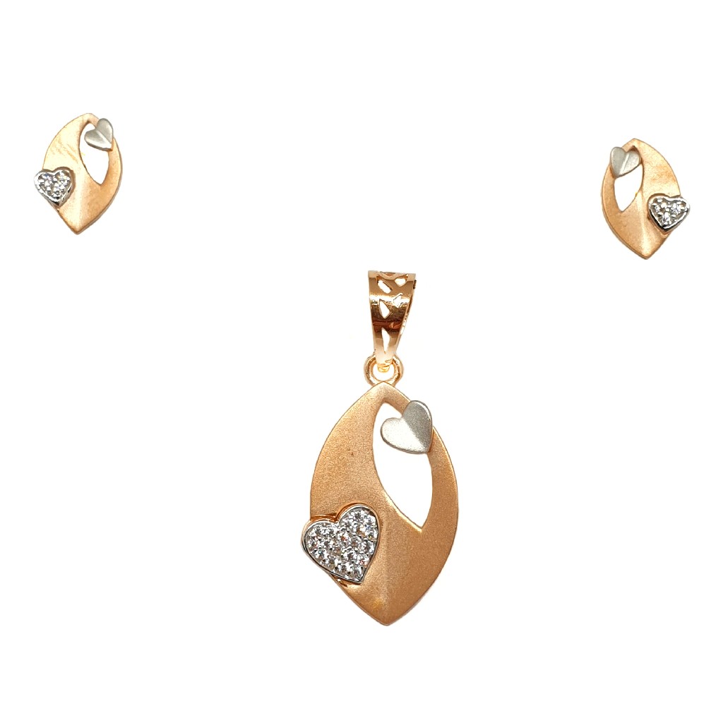 18K Rose Gold Heart Shaped Matte Finish Pendant Set MGA - PTG0146