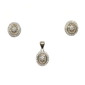 925 Sterling Silver Oval Shaped Pendant Set MGA - PTS0101