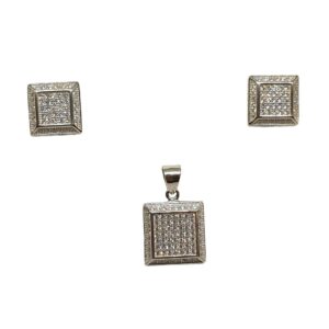 925 Sterling Silver Square Shaped Designer Pendant Set MGA - PTS0110