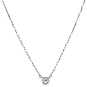 925 Sterling Silver Solitaire Diamond Chain Necklace MGA - CHS1821