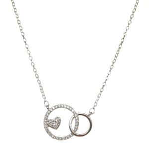 925 Sterling Silver Round Shaped Heart Chain Necklace MGA - CHS1829