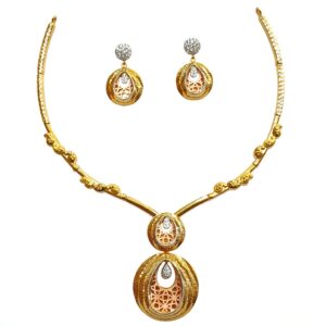 22K Gold Modern CZ Diamond Necklace Set MGA - STG0002