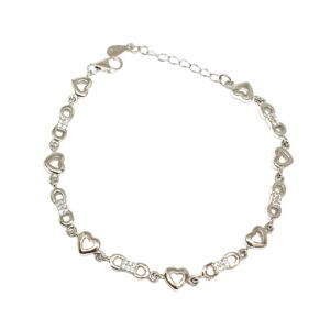 925 Sterling Silver Heart Shape Bracelet MGA - BRS1766