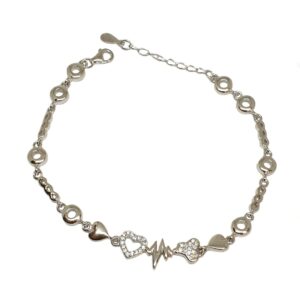 925 Sterling Silver Heart Shape Bracelet MGA - BRS1753