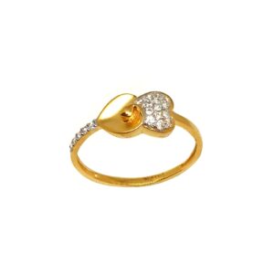 22K Gold Heart Shape Matte Finish Ring MGA - LRG1098