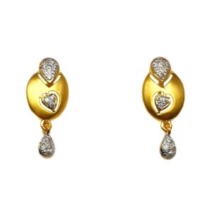 22K Gold Heart Shaped Matte Finish Earrings MGA - BTG0464