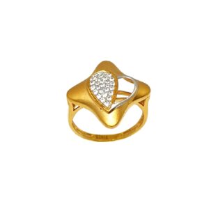 22K Gold Heart Shaped Matte Finish Ring MGA - LRG1077