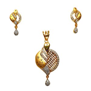 22K Gold Designer Matte Finish Pendant Set MGA - PTG0132