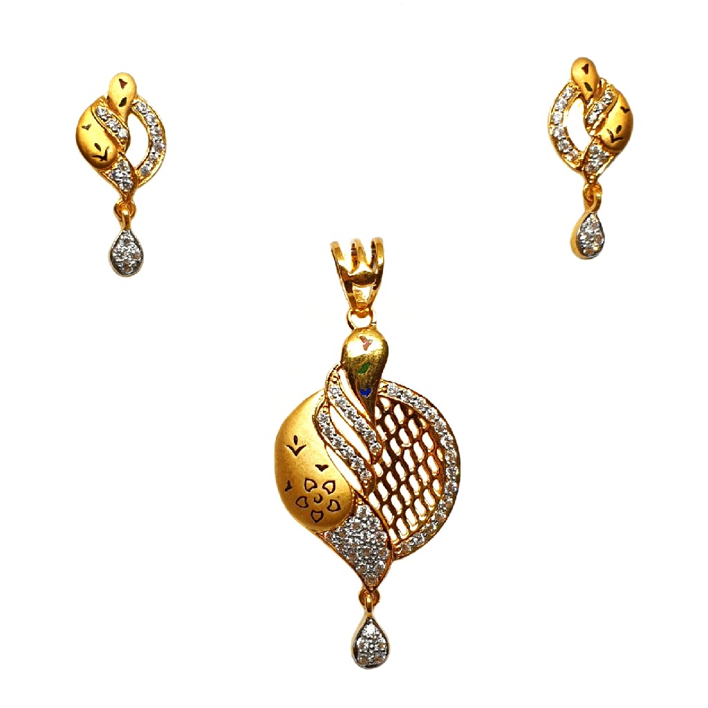 22K Gold Designer Matte Finish Pendant Set MGA - PTG0132