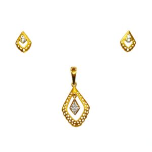 22K Gold Matte Finish Designer Pendant Set MGA - PTG0124