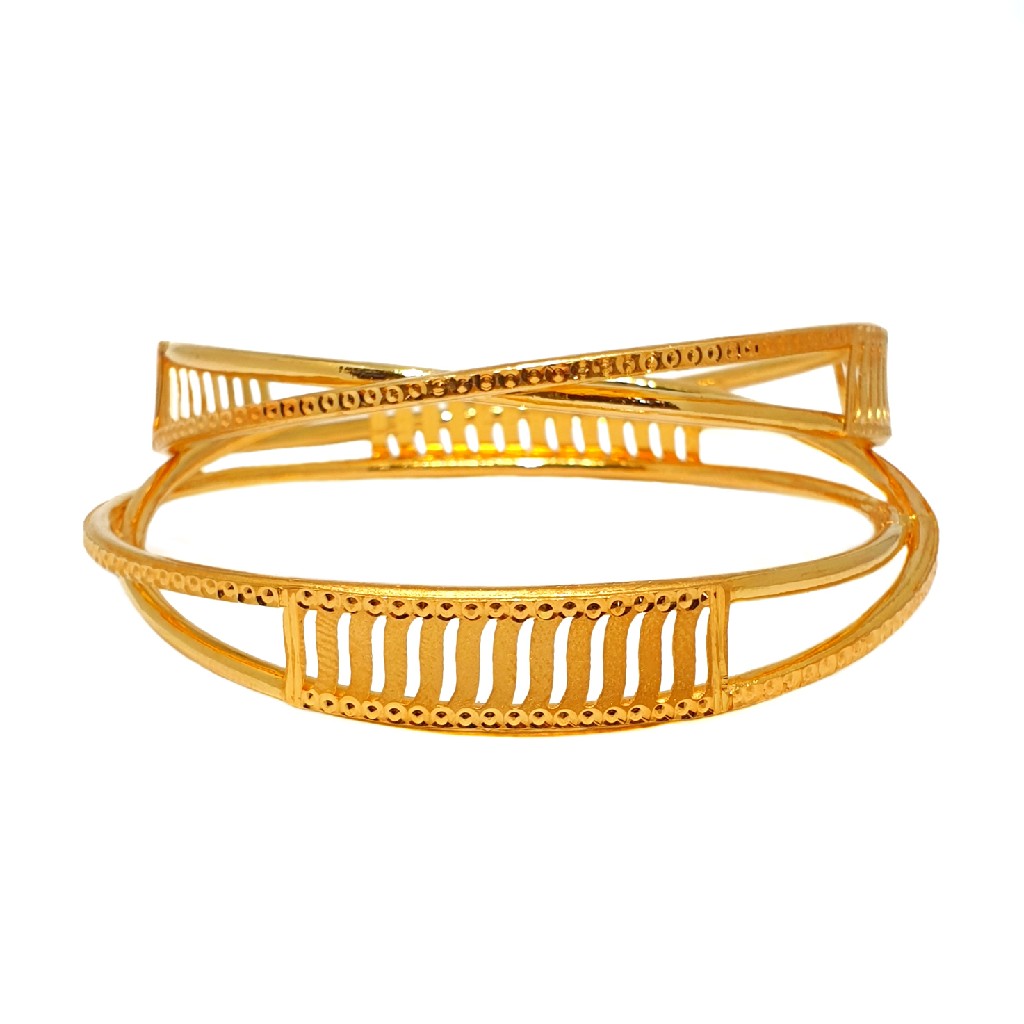 22K Gold Plain Kadali Bangles MGA - GK0068