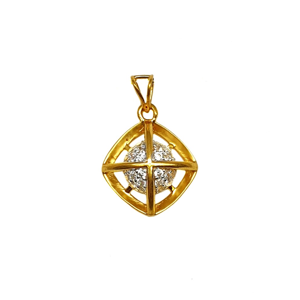 22K Gold Square Shaped Modern Pendant MGA - PDG1159
