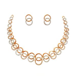 18K Rose Gold Designer Diamond Necklace Set MGA - DN001