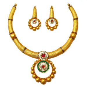 22K Gold Antique Necklace Set MGA - GN0089