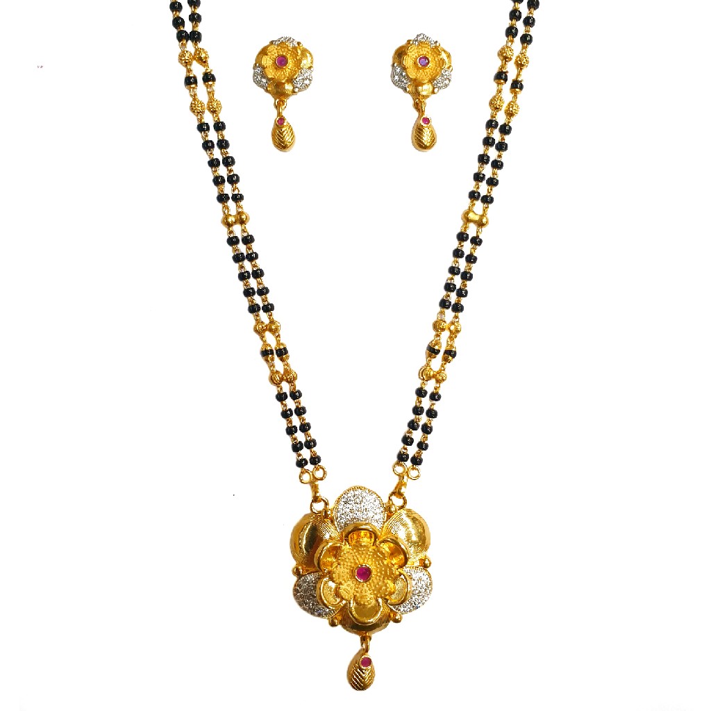1 Gram Gold Forming Flower Shaped Mangalsutra MGA - MSE0450 - Image 2