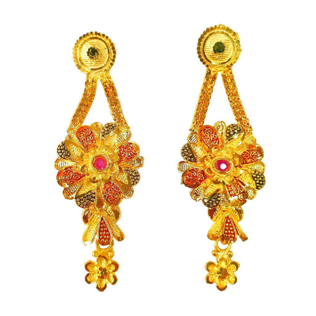 One Gram Gold Forming Round Shaped Desiger Long Necklace Set MGA - HRE0004 - Image 3