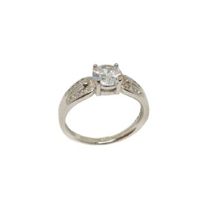 925 Sterling Silver Solitaire Diamond Ring MGA - LRS3453