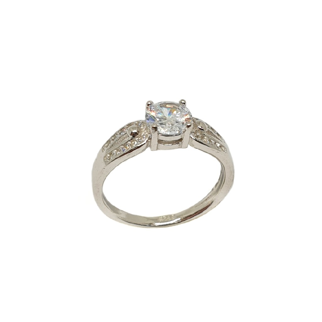 925 Sterling Silver Solitaire Diamond Ring MGA - LRS3453