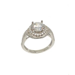 925 Sterling Silver Solitaire Diamond Ring MGA - LRS3510