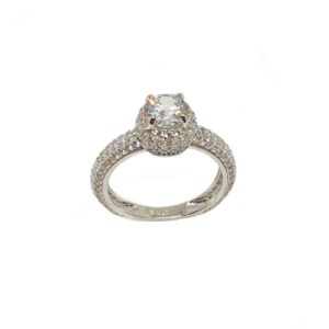 925 Sterling Silver Round Shaped Solitaire Diamond Ring MGA - LRS3473