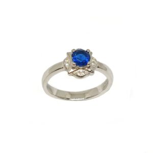 925 Sterling Silver Blue Stone Ring MGA - LRS3493