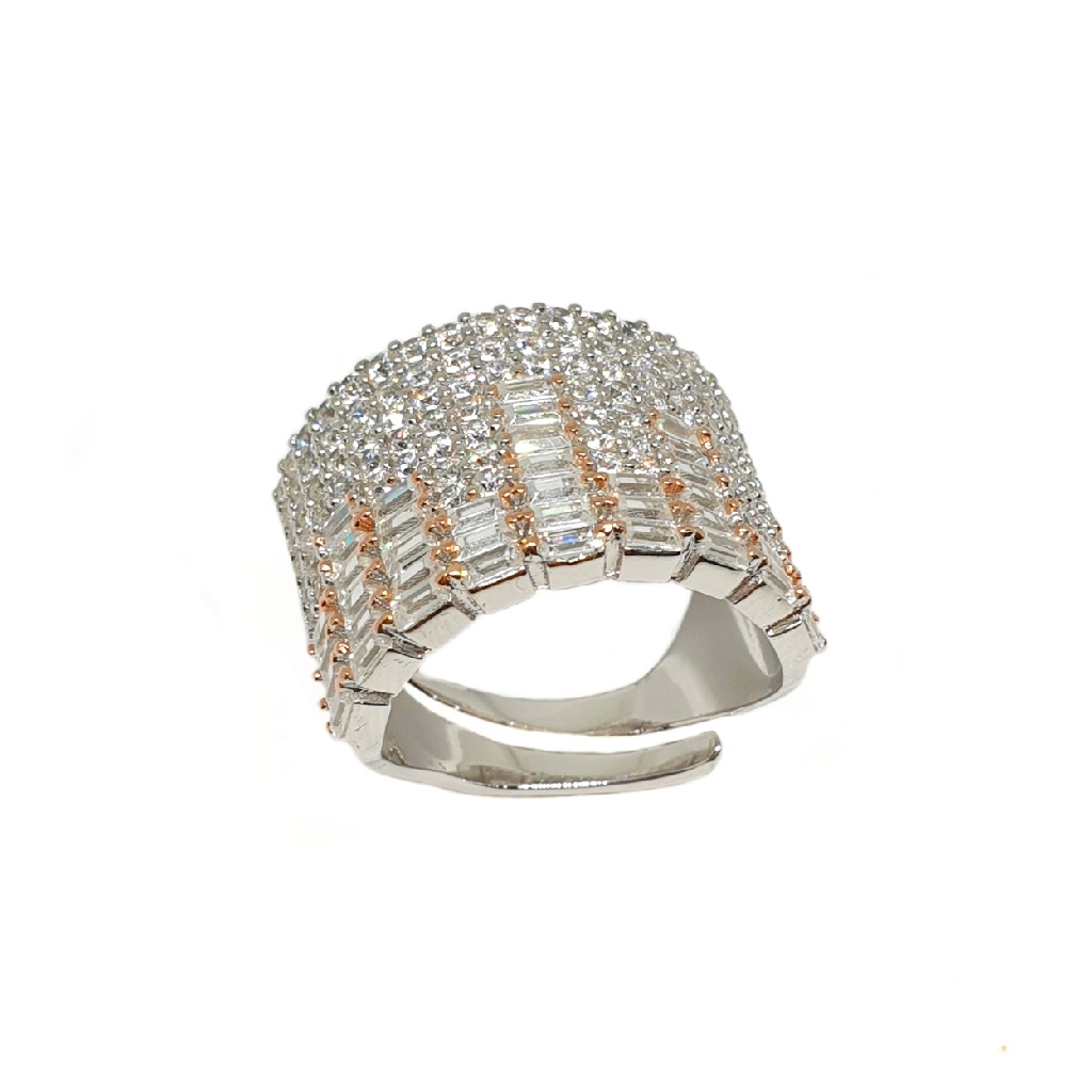 925 Sterling Silver Modern CZ Diamond Ring MGA - LRS3501 - Image 2