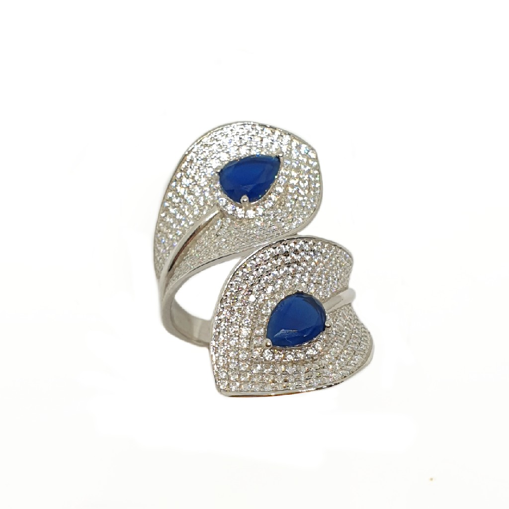925 Sterling Silver Designer Blue Stone Ring MGA - LRS3512 - Image 2
