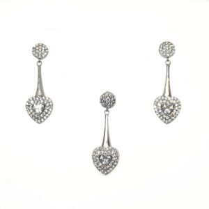 925 Sterling Silver Heart Shaped Pendant Set MGA - PTS0096