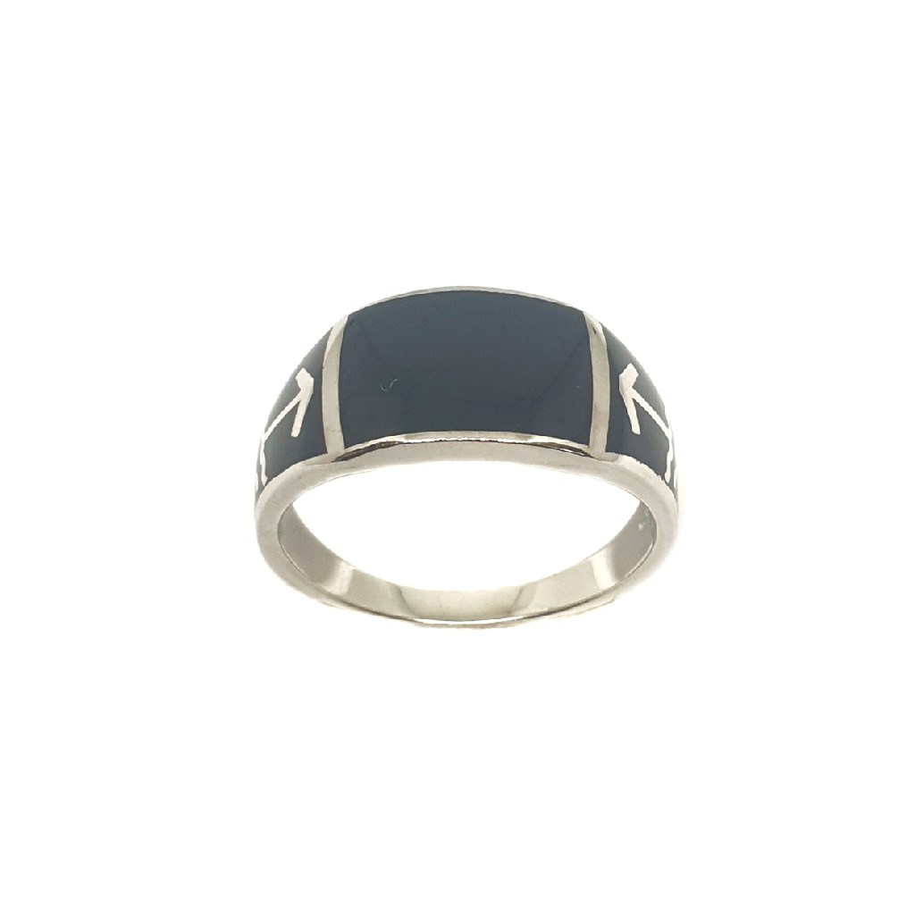 925 Sterling Silver Black Meenakari Ring MGA - GRS2146