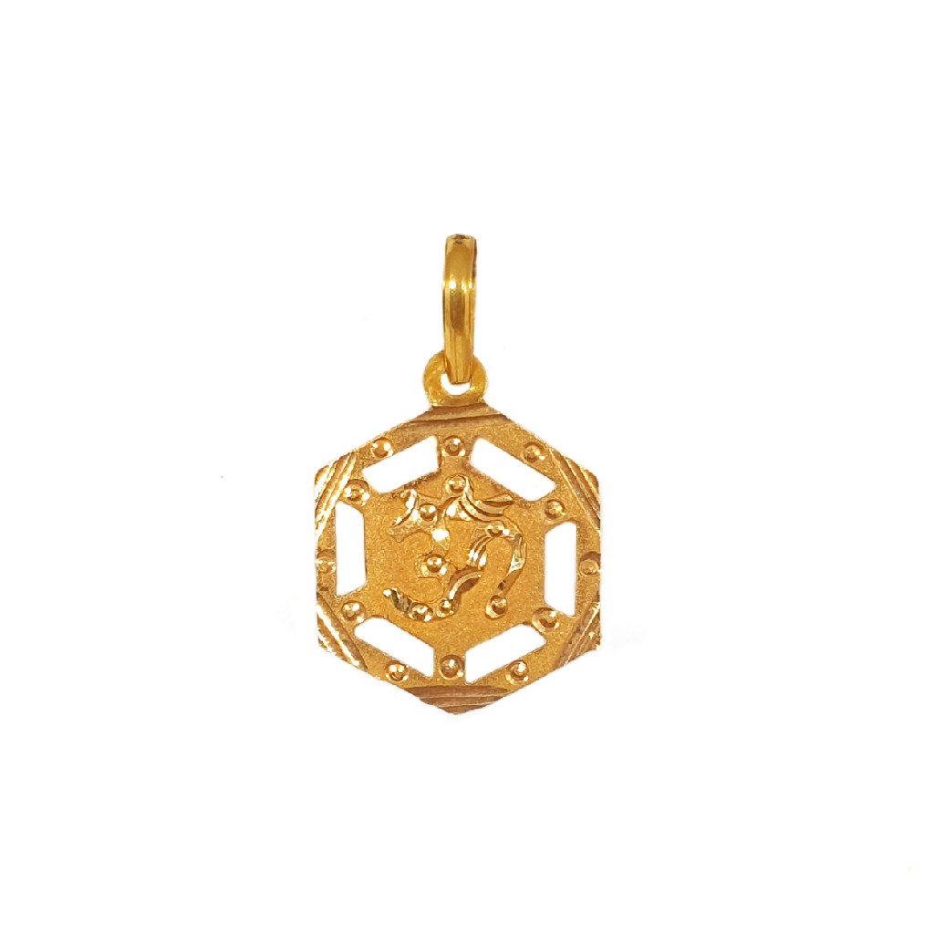 18K Gold Hexagon Shaped Om Pendant MGA - PDG0019