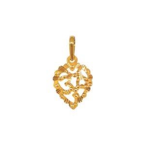 18K Gold Heart Shaped Om Pendant MGA - PDG0022