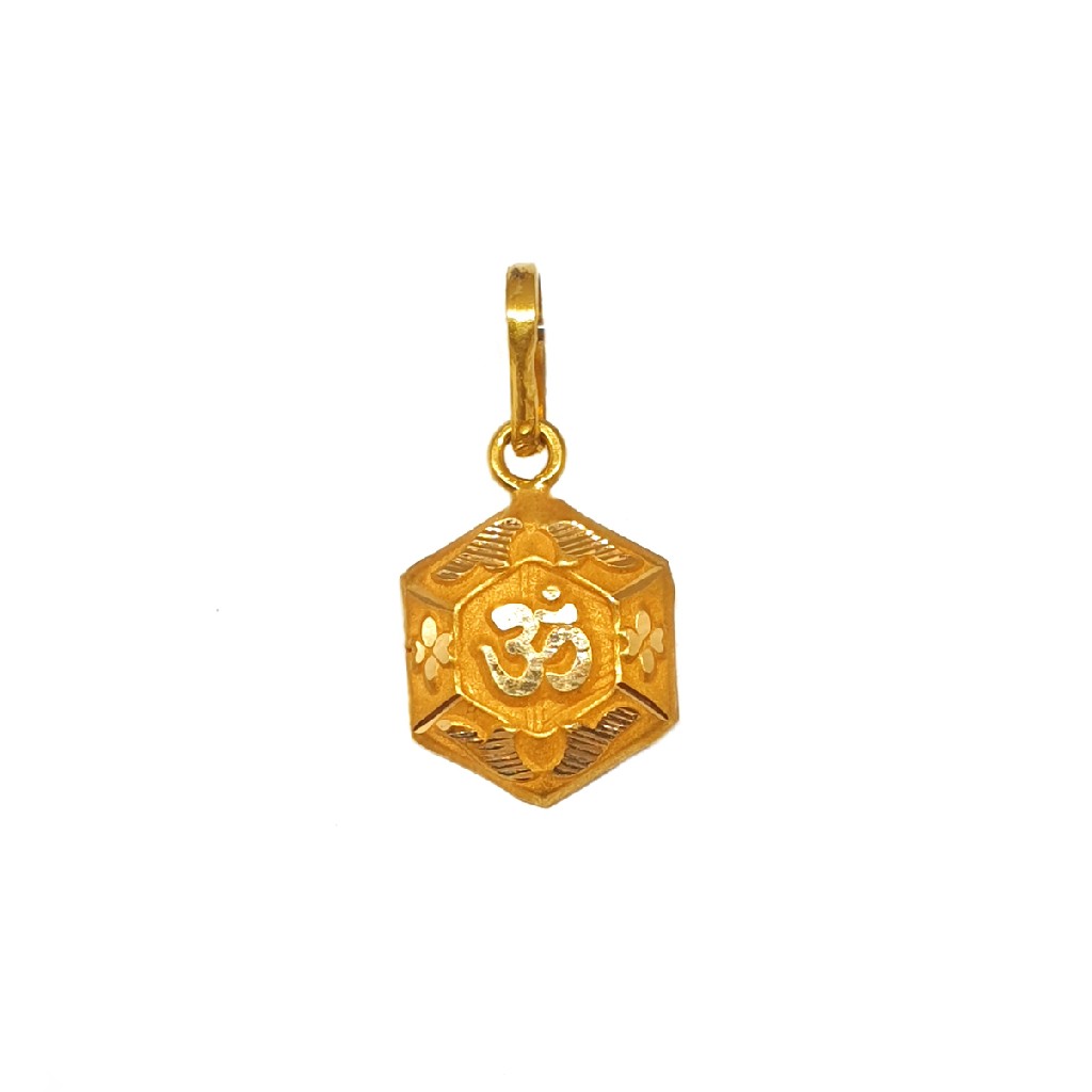 18K Gold Hexagon Shaped Om Pendant MGA - PDG0200