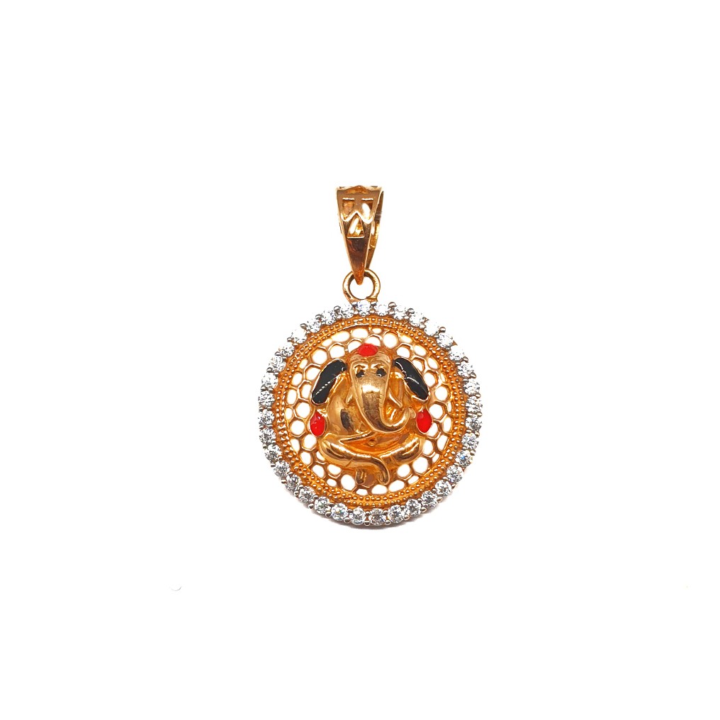 18K Rose Gold Round Shaped Ganesh Pendant MGA - PDG0081