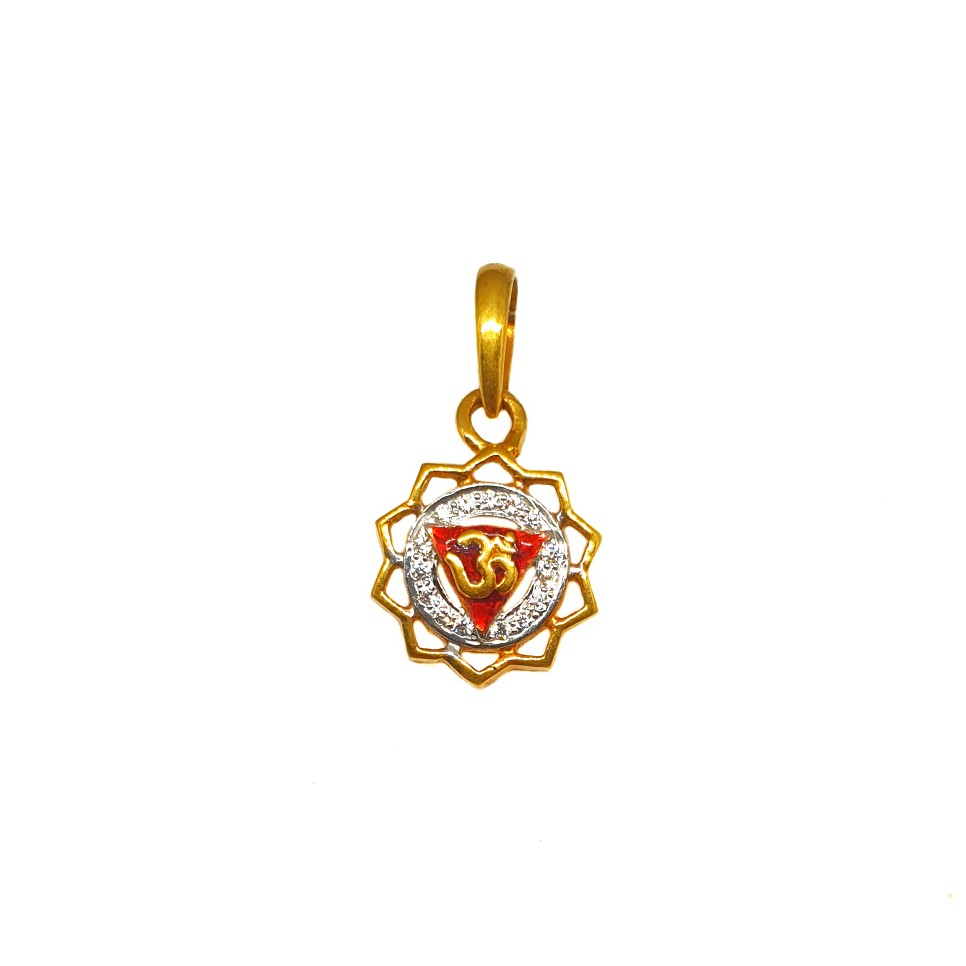 22K Gold Round Shaped Om Pendant MGA - PDG0031