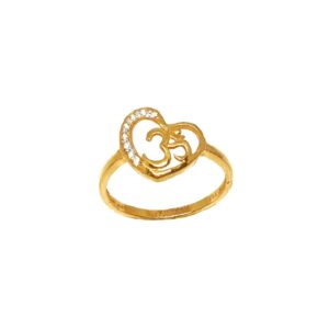 22K Gold Heart Shape Om Ring MGA - LRG0014
