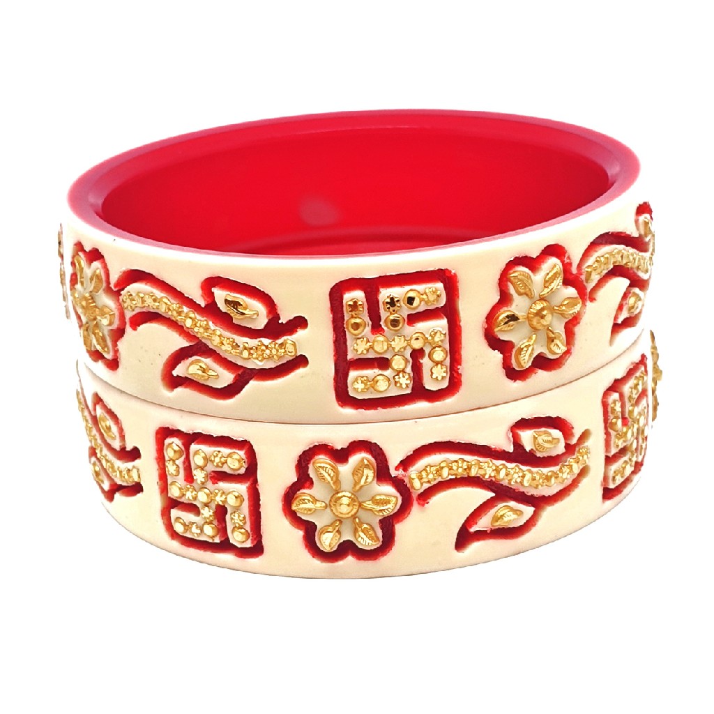22k gold swastik flower shaped chudla bangles mga - cdg0033