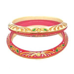 22k gold designer printed chudli bangles mga - cdg0030
